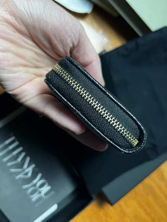 CHANEL Black Quilted Caviar Leather Card Case with Gold Logo - Picture 7 of 11